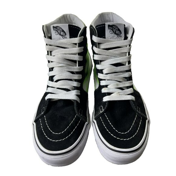 Vans Sk8 Hi Flame Men's Size 7.5 Shoes Woman's 9 Black White Lime Green High Top - Picture 2 of 9